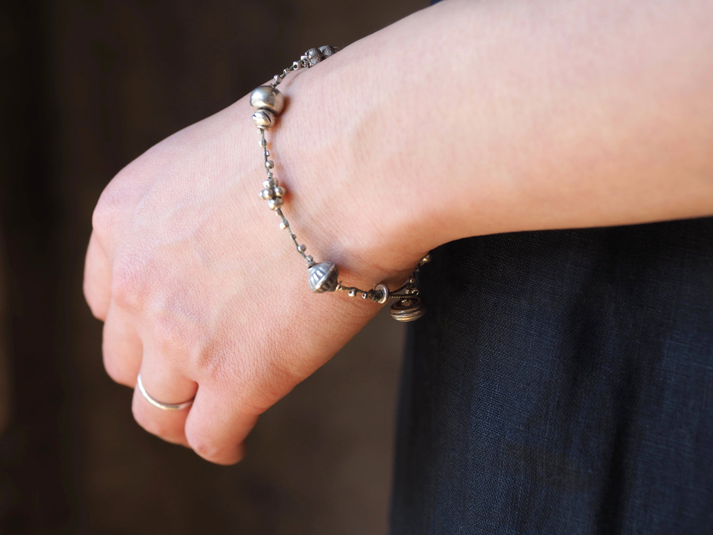 Silver braided bracelet [Fatima] 