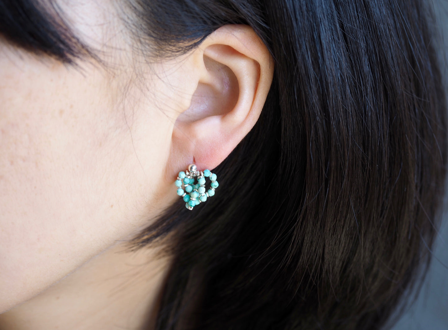 -Chrysocolla- 'beads hoop' studs & earrings
