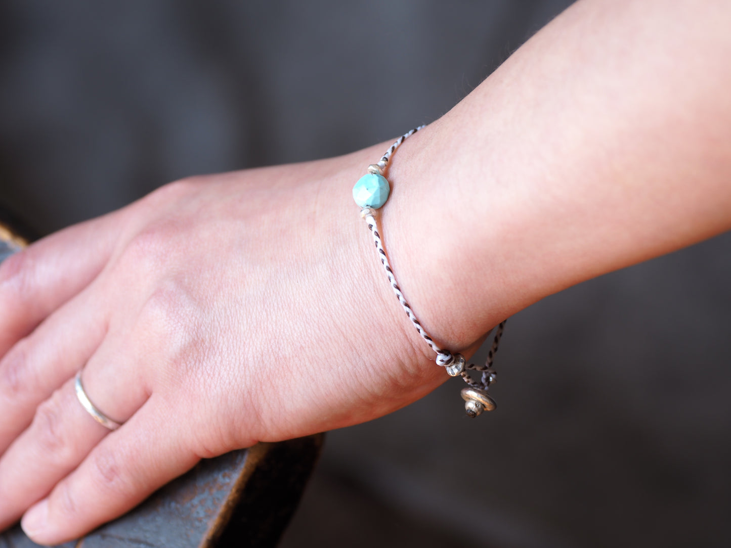 sky blue turquoise braided string bracelet 