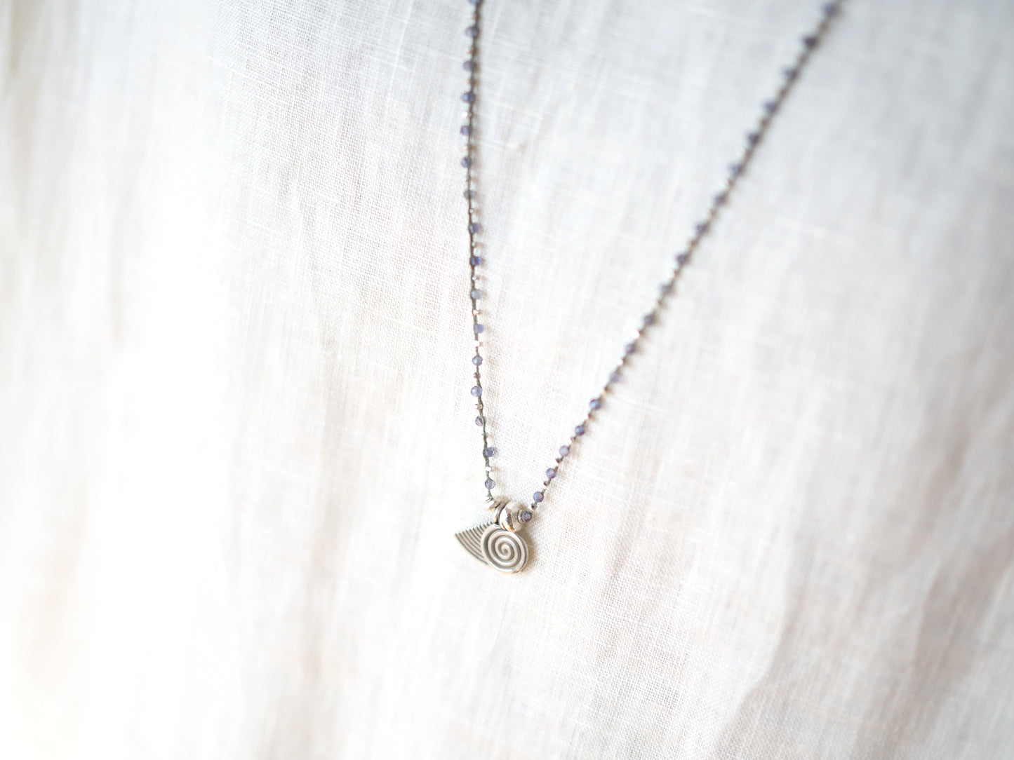 Silver Charm Iolite Braided "Long" Necklace 