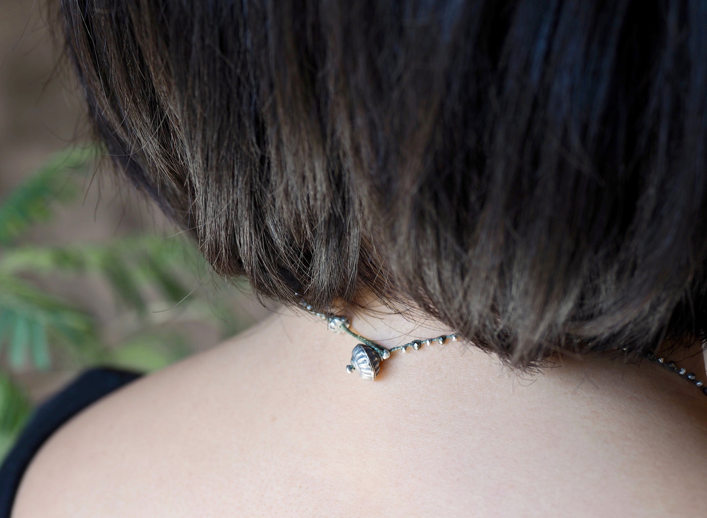 [Garnet x Black Spinel] Braided necklace 