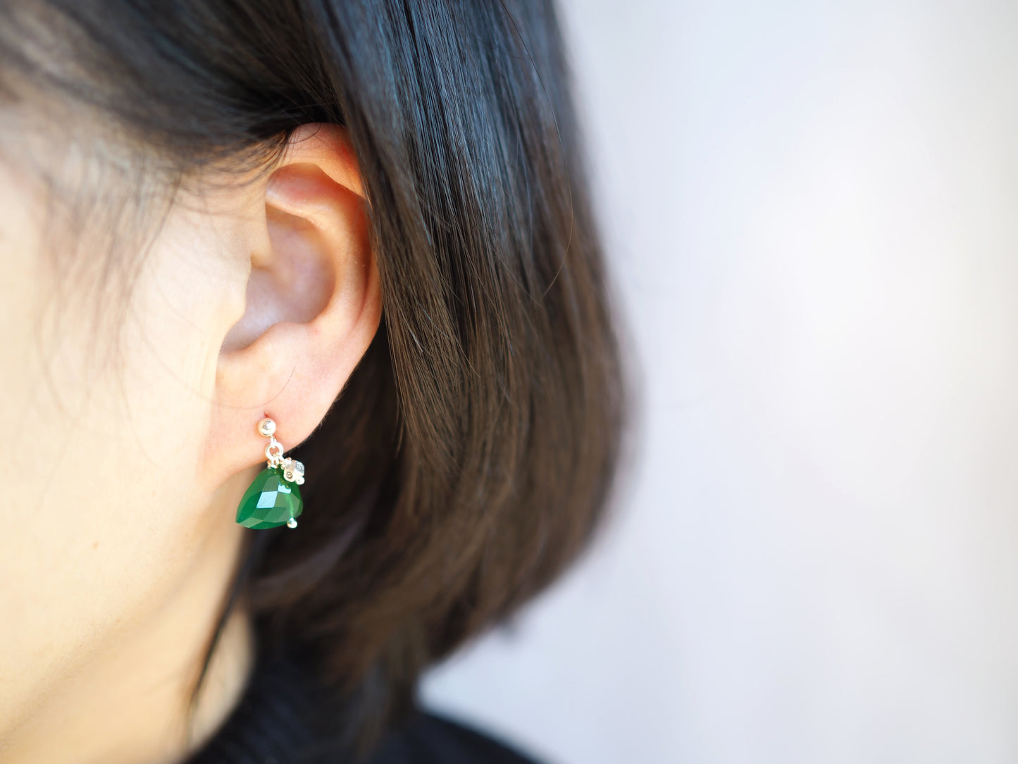 Green Onyx Earrings "Marquise" 