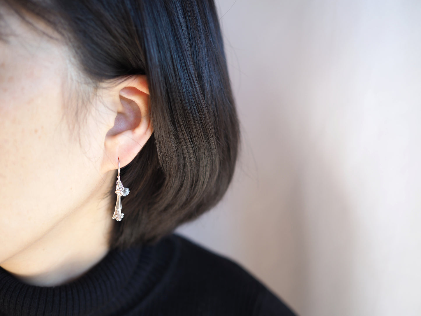 silver x gray diamond earrings