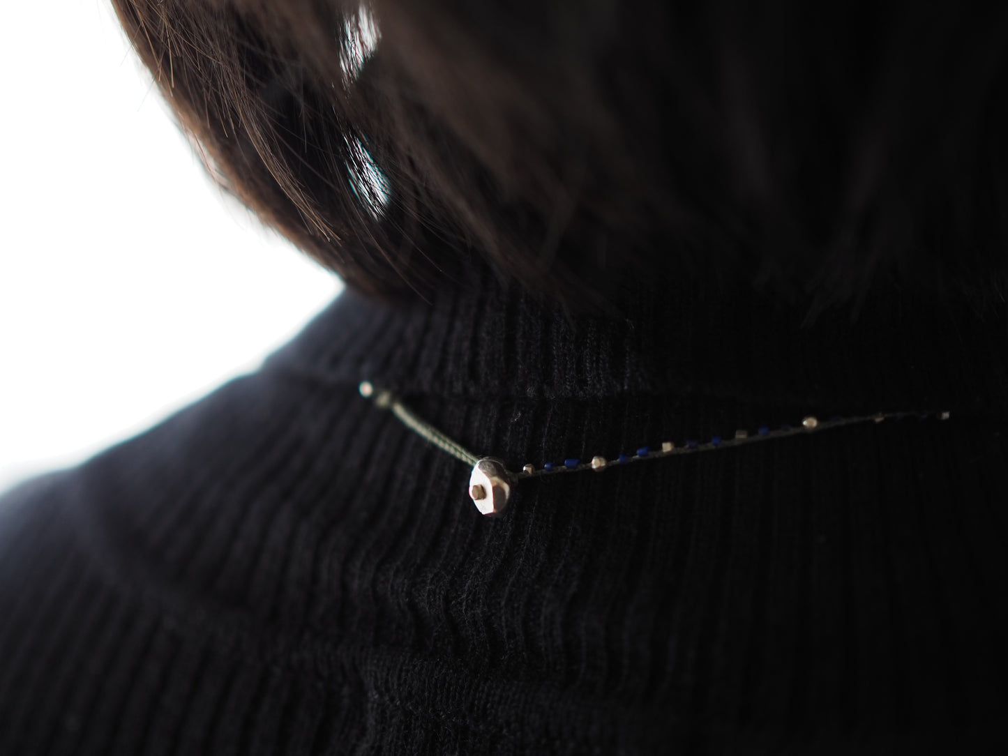 "Swirl" Charm Sapphire Lapis Lazuli Braided Necklace