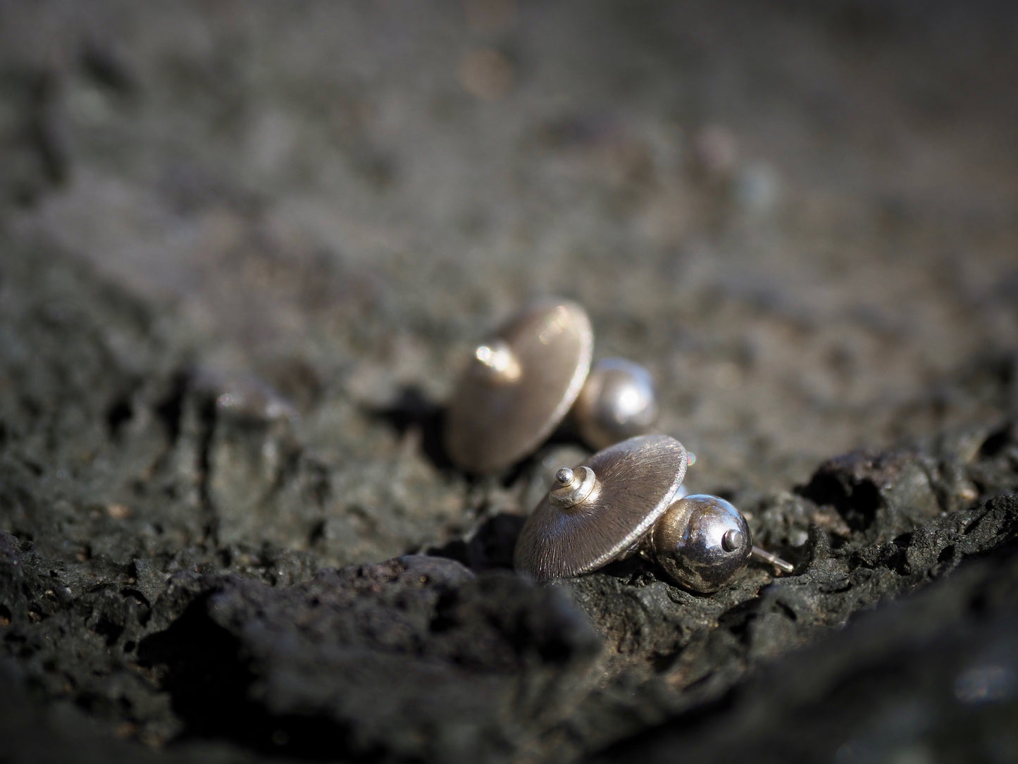 Silver Earrings "Large Button" 