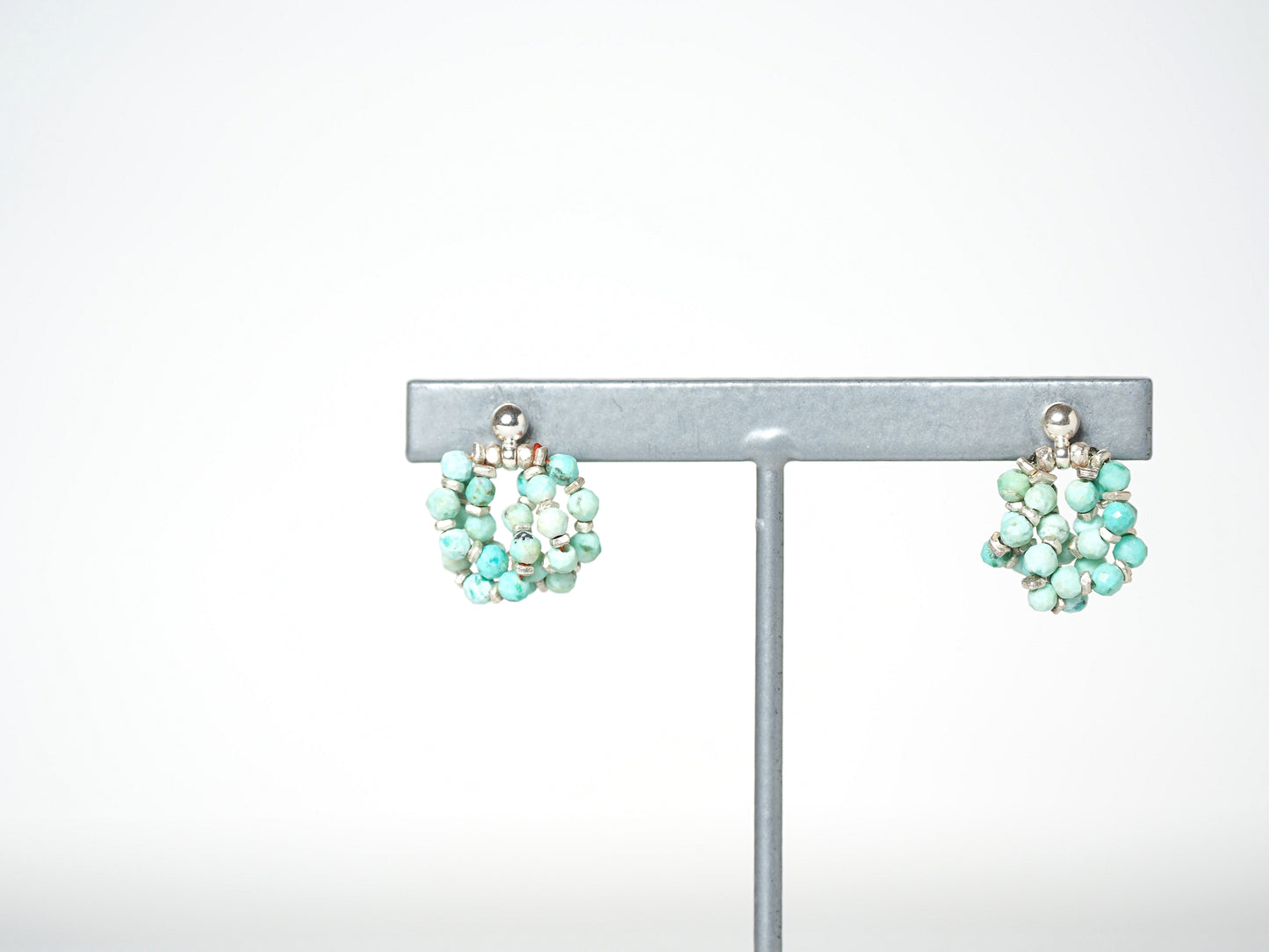 -Chrysocolla- 'beads hoop' studs & earrings