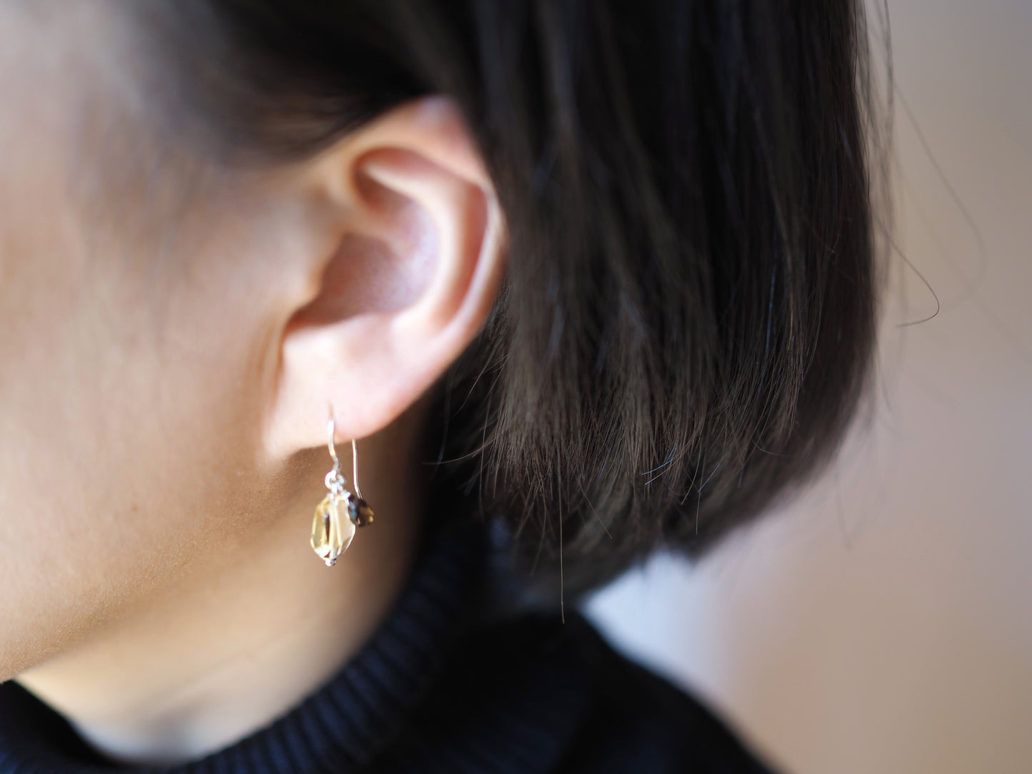 citrine x smoky quartz earrings