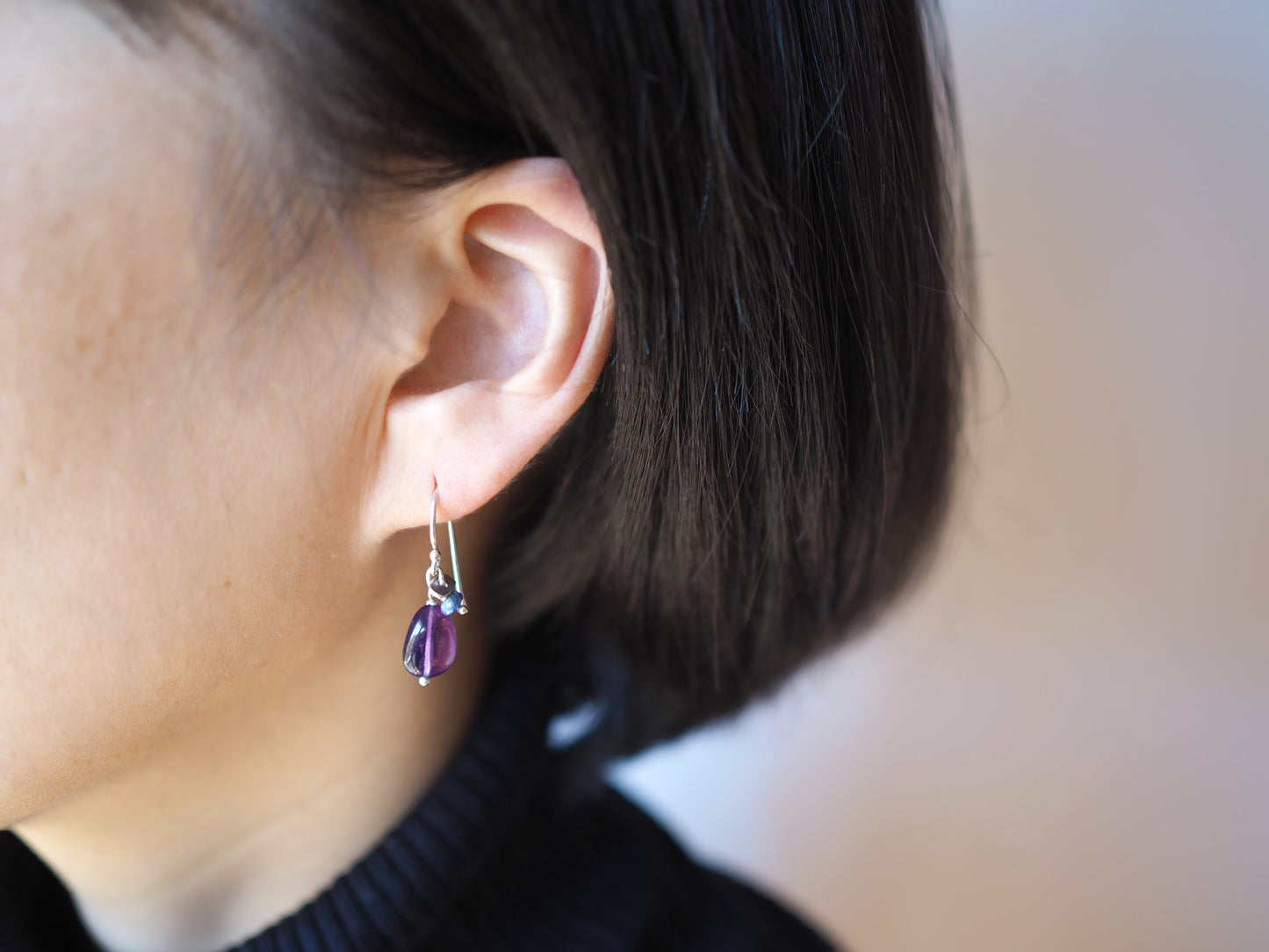 amethyst x sapphire earrings