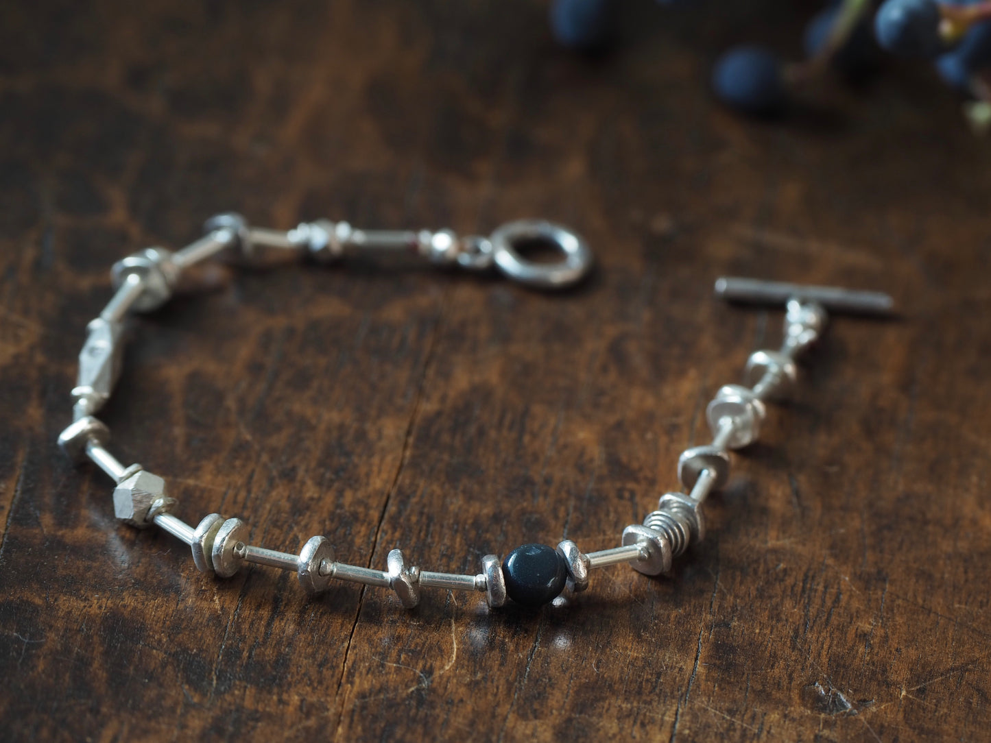 Black opal silver bracelet