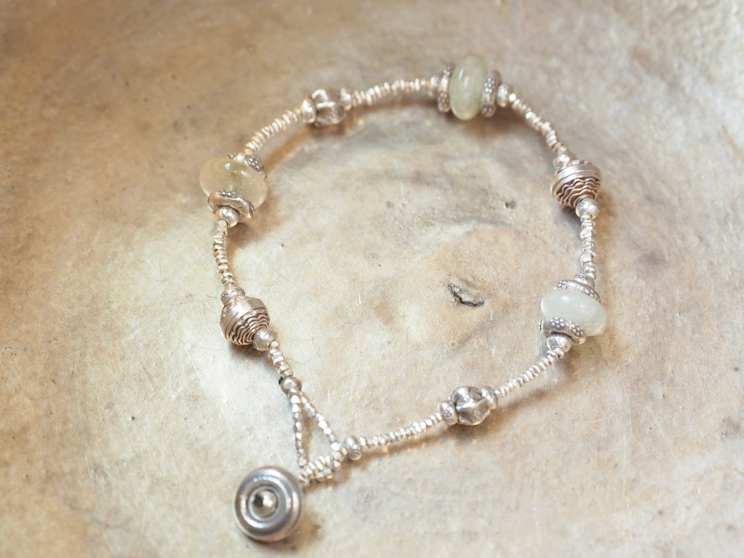 Libyan glass silver bracelet