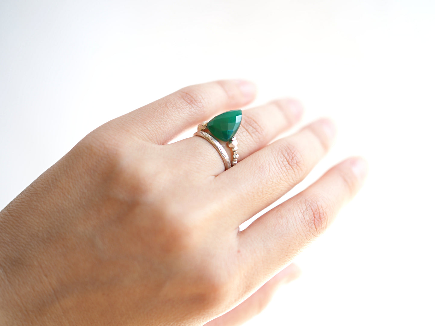 green onyx bead ring