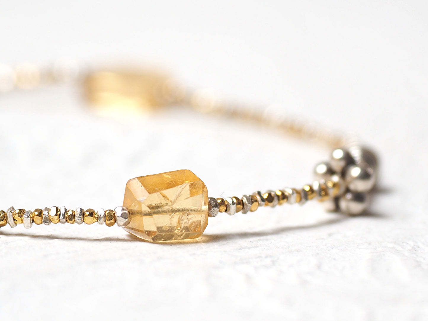 黄水晶“银 x 金”手链