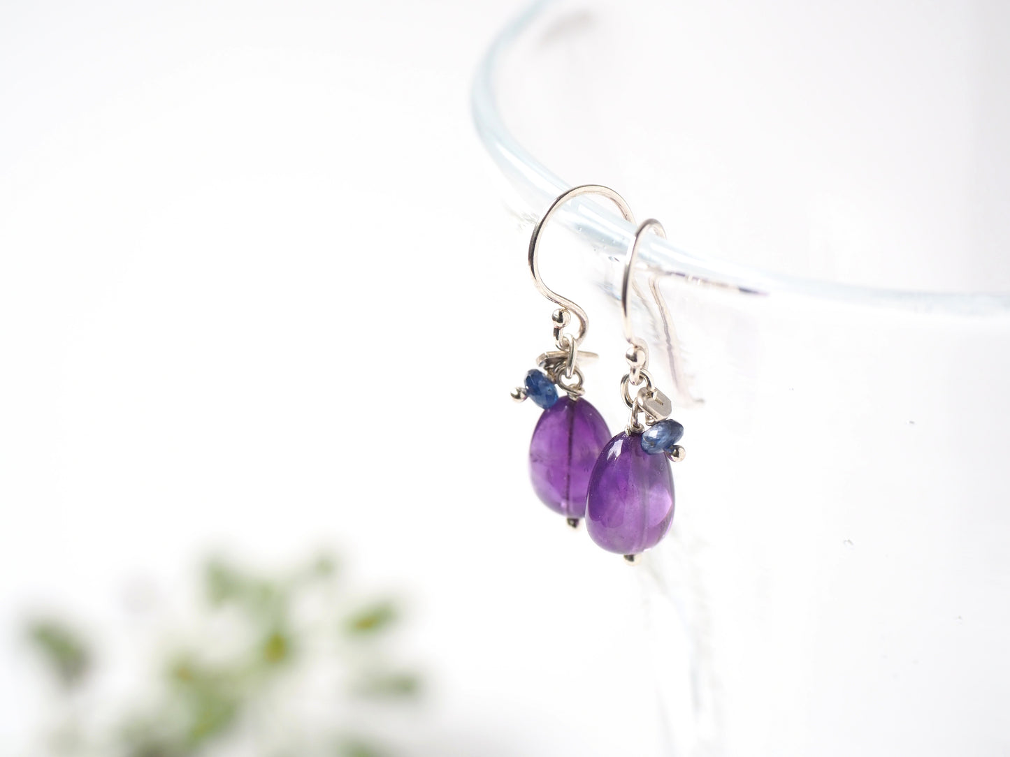 紫水晶 x 蓝宝石耳环