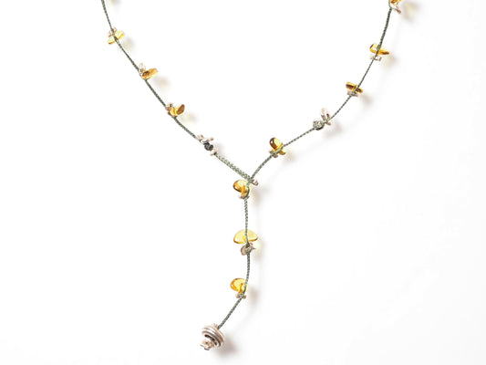 -Yellow amber- rope necklace